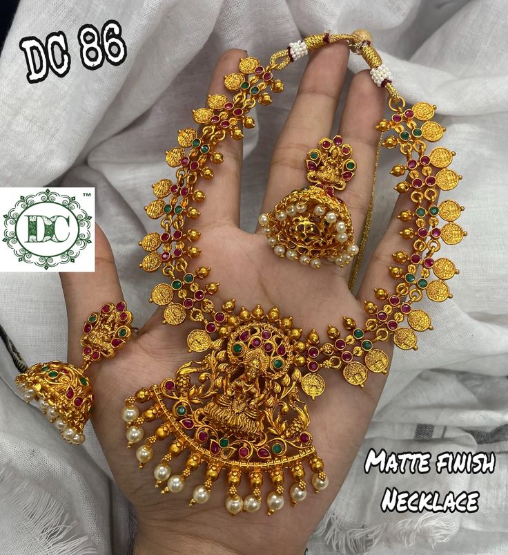 Matte Finshed Laxmi Necklace Set